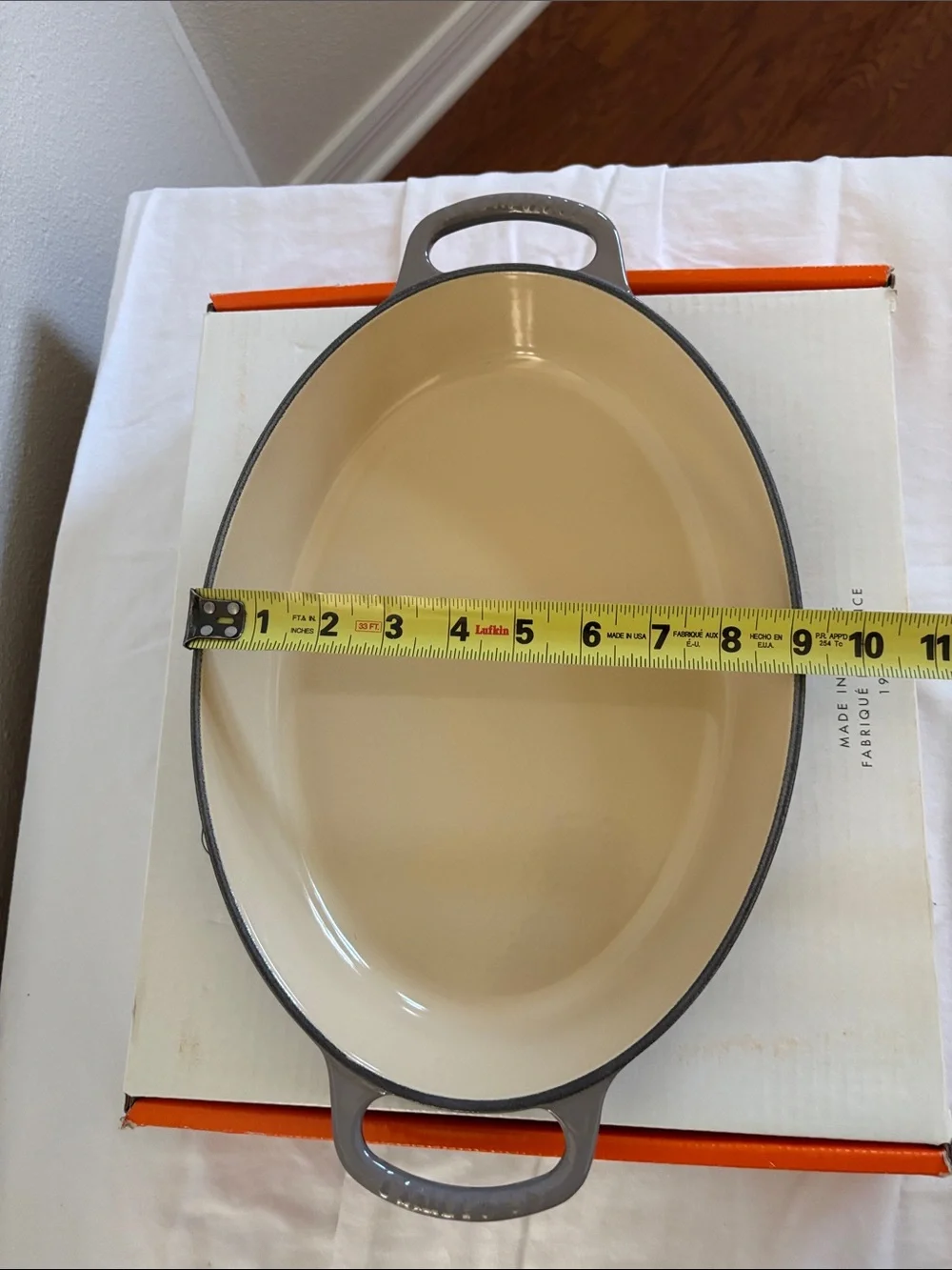 NEW IN BOX Le Creuset Oval Enameled Cast Iron Baker in Oyster